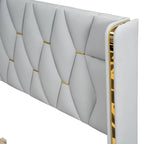 Full Size PU Upholstered Platform Bed with Metal Strips