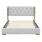 Full Size PU Upholstered Platform Bed with Metal Strips