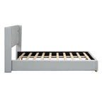 Full Size PU Upholstered Platform Bed with Metal Strips