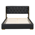 Full Size PU Upholstered Platform Bed with Metal Strips