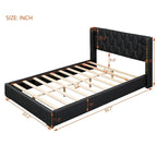 Full Size PU Upholstered Platform Bed with Metal Strips