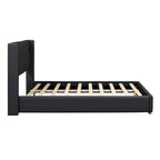 Full Size PU Upholstered Platform Bed with Metal Strips