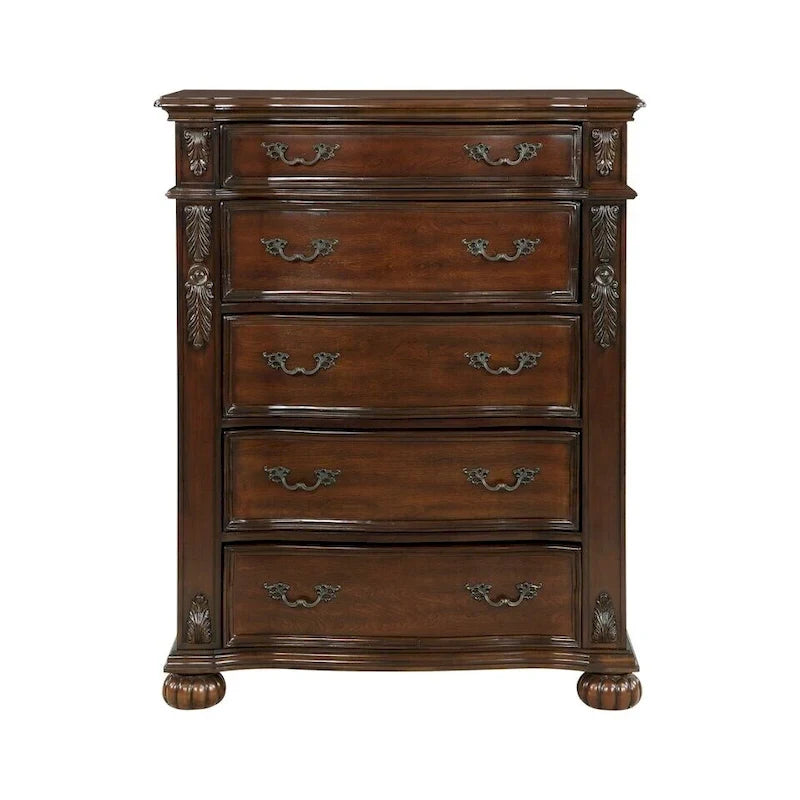Formal Traditional Bedroom 5pc Set Cherry Finish