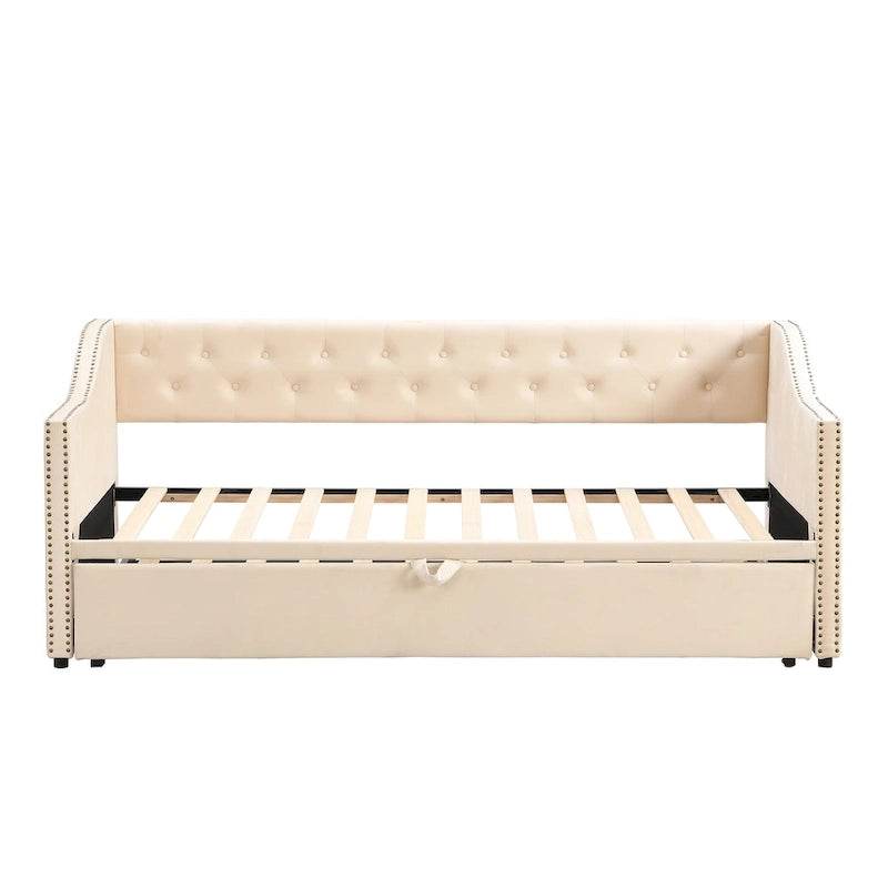 Twin Size Upholstered daybed with Pop Up Trundle