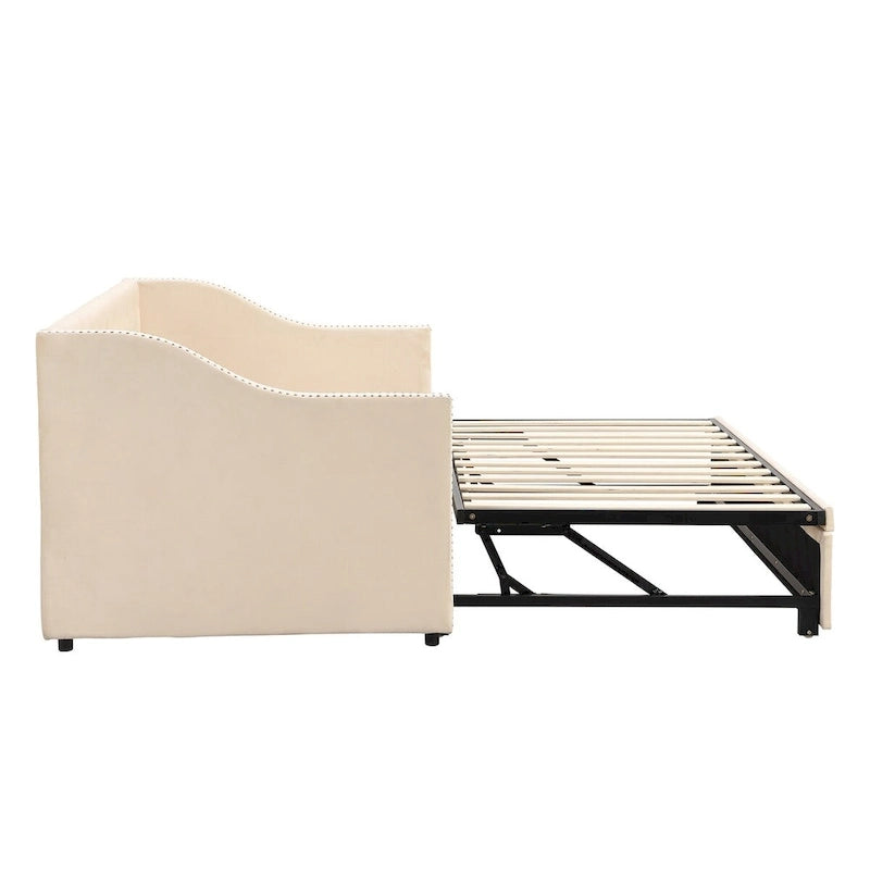 Twin Size Upholstered daybed with Pop Up Trundle