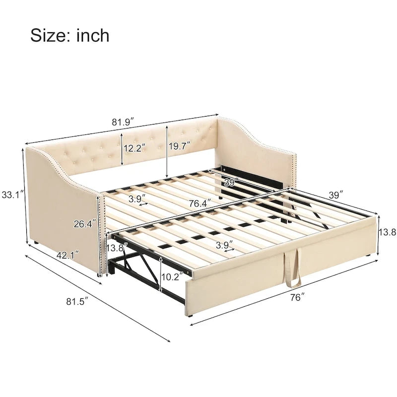 Twin Size Upholstered daybed with Pop Up Trundle