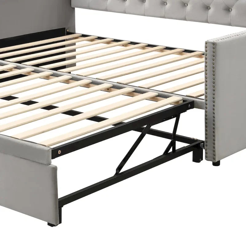 Twin Size Upholstered daybed with Pop Up Trundle