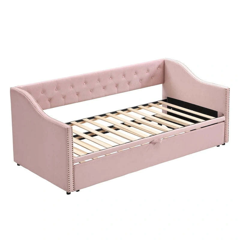 Twin Size Upholstered daybed with Pop Up Trundle