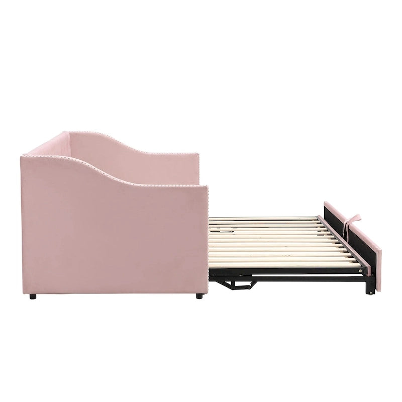 Twin Size Upholstered daybed with Pop Up Trundle