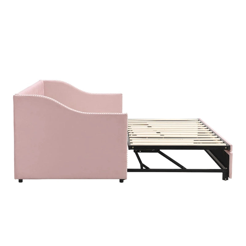 Twin Size Upholstered daybed with Pop Up Trundle