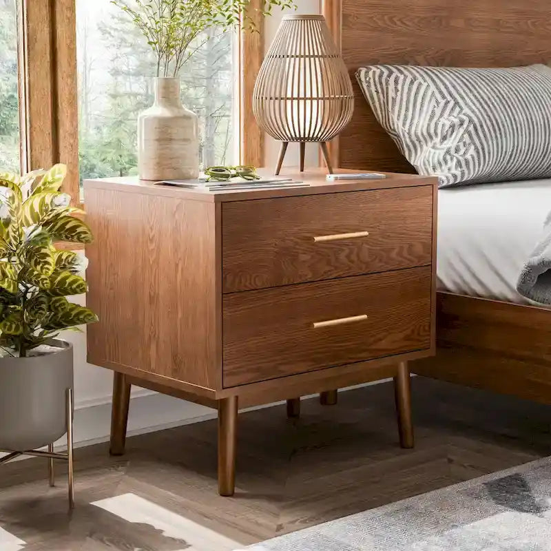 Furniture of America Beau Midcentury 5-Piece Boucle Wingback Queen Low Profile Bedroom Set