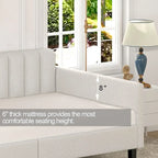 Same as Elena Twin Size Ivory Boucle Upholstered Daybed, Ribbed Tufted Backrest, Daybed in Lavish Modern Design