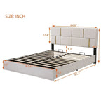 Queen Size Upholstered Platform Bed with Storage Ottoman 2-Pieces Bedroom Sets