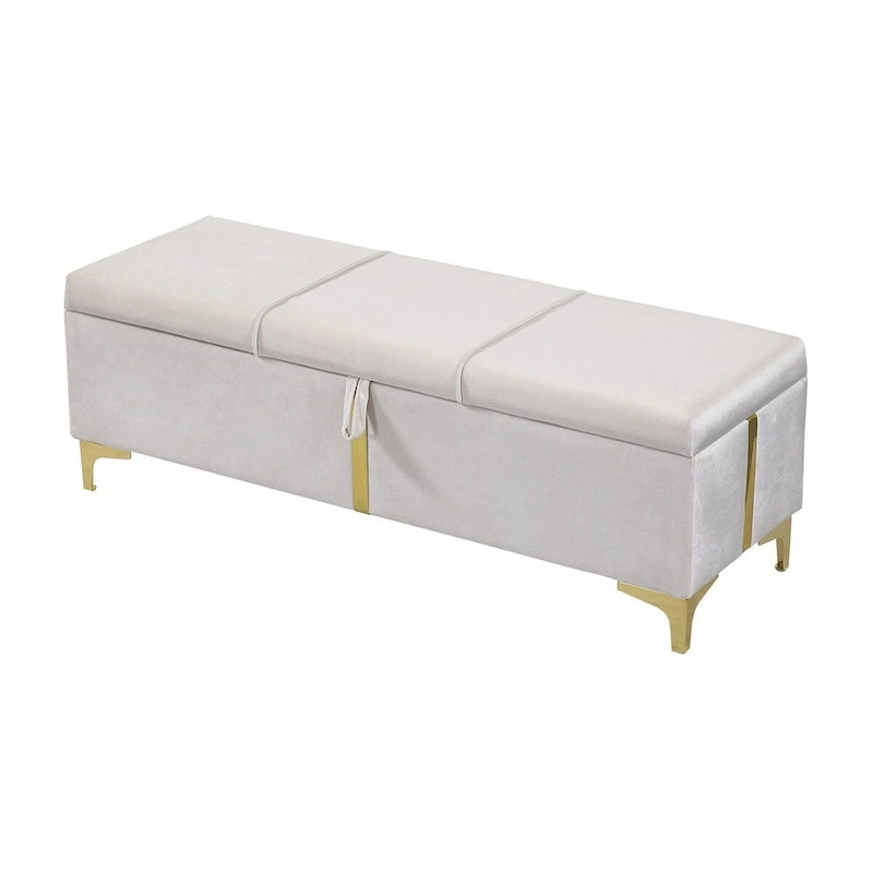 Queen Size Upholstered Platform Bed with Storage Ottoman 2-Pieces Bedroom Sets