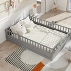 Montessori wooden children's floor bed with Support slat