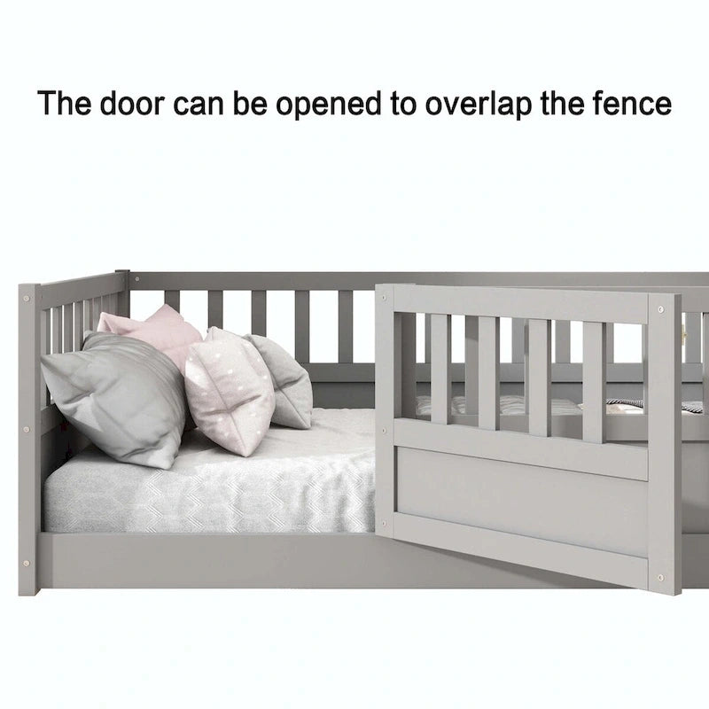 Montessori wooden children's floor bed with Support slat