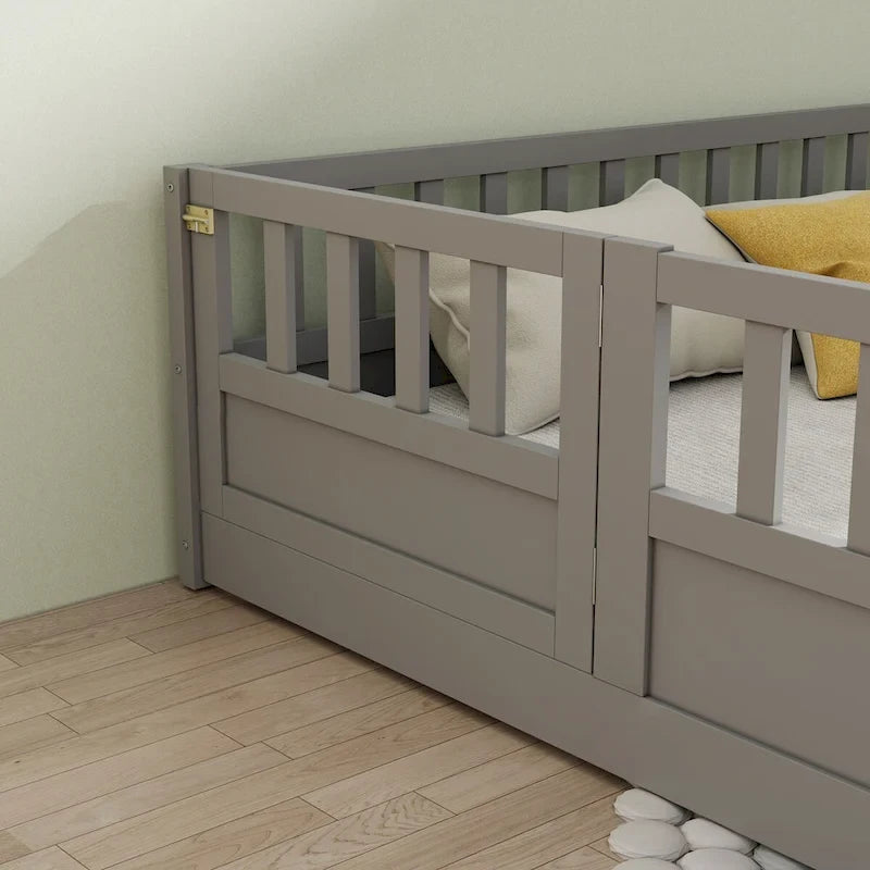 Montessori wooden children's floor bed with Support slat
