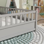 Montessori wooden children's floor bed with Support slat