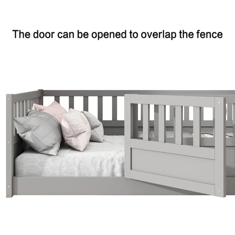 Montessori wooden children's floor bed with Support slat