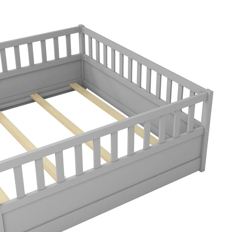 Montessori wooden children's floor bed with Support slat
