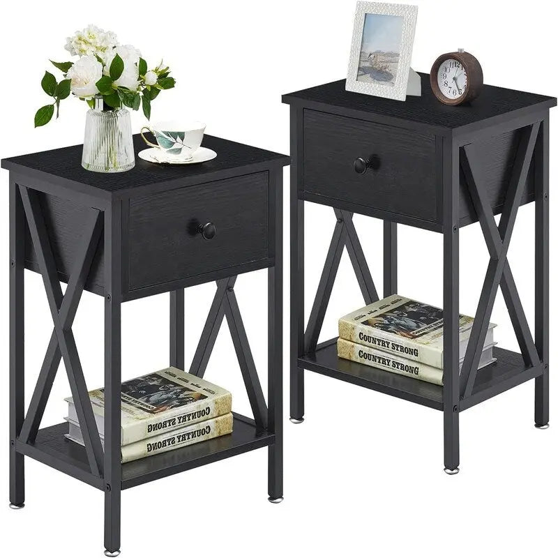 Modern Nightstand with Drawer and Open Shelf