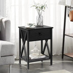 Modern Nightstand with Drawer and Open Shelf