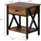 Modern Nightstand with Drawer and Open Shelf