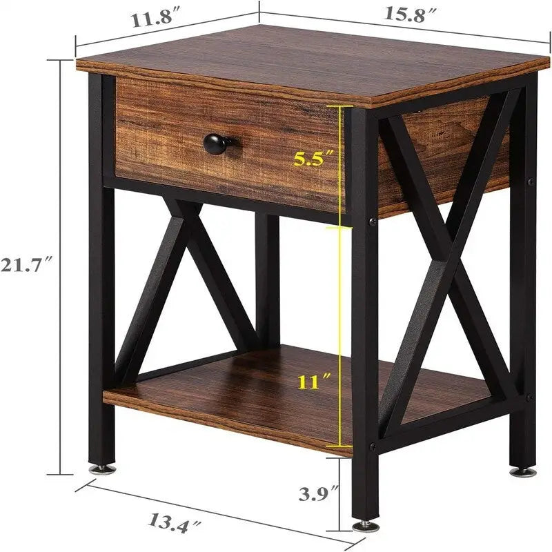 Modern Nightstand with Drawer and Open Shelf