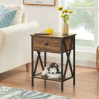 Modern Nightstand with Drawer and Open Shelf
