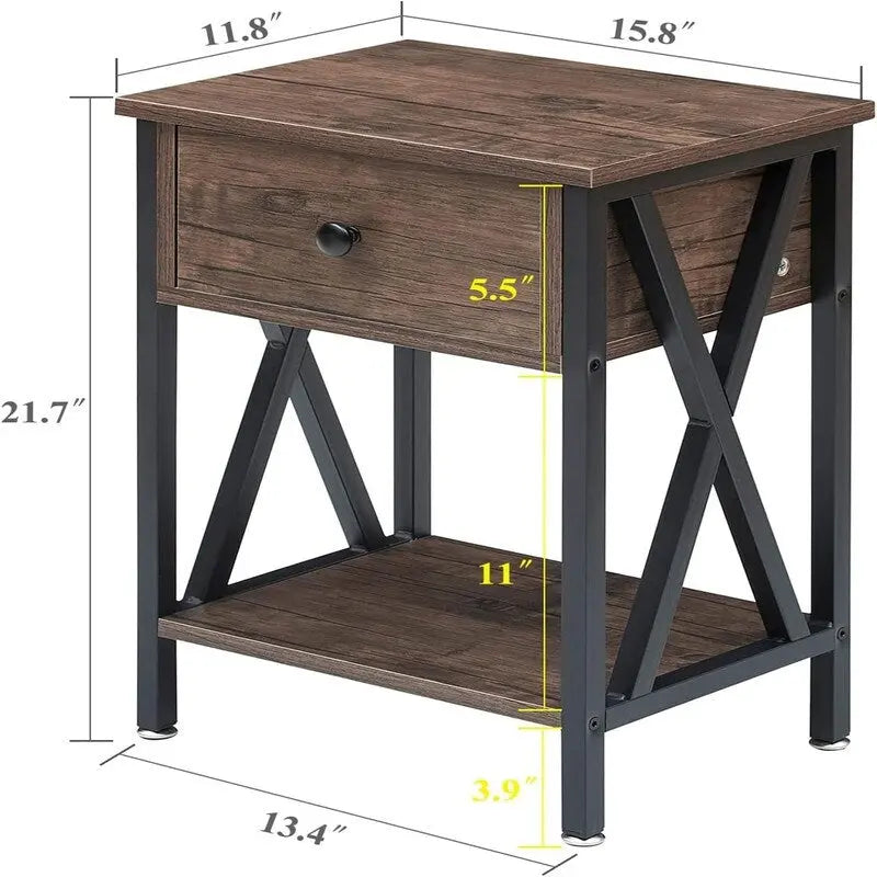 Modern Nightstand with Drawer and Open Shelf