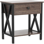 Modern Nightstand with Drawer and Open Shelf