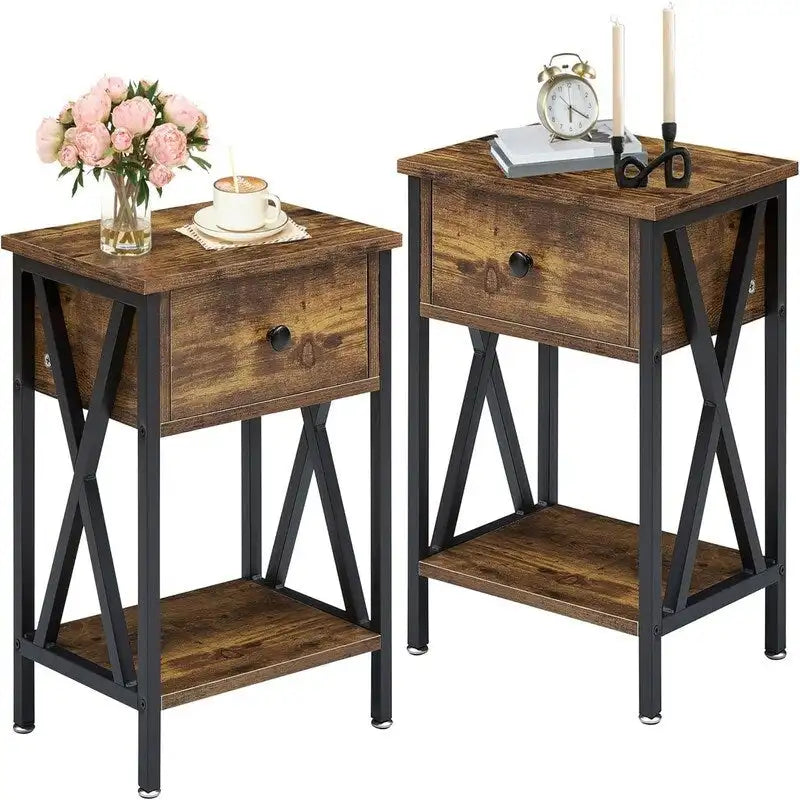 Modern Nightstand with Drawer and Open Shelf
