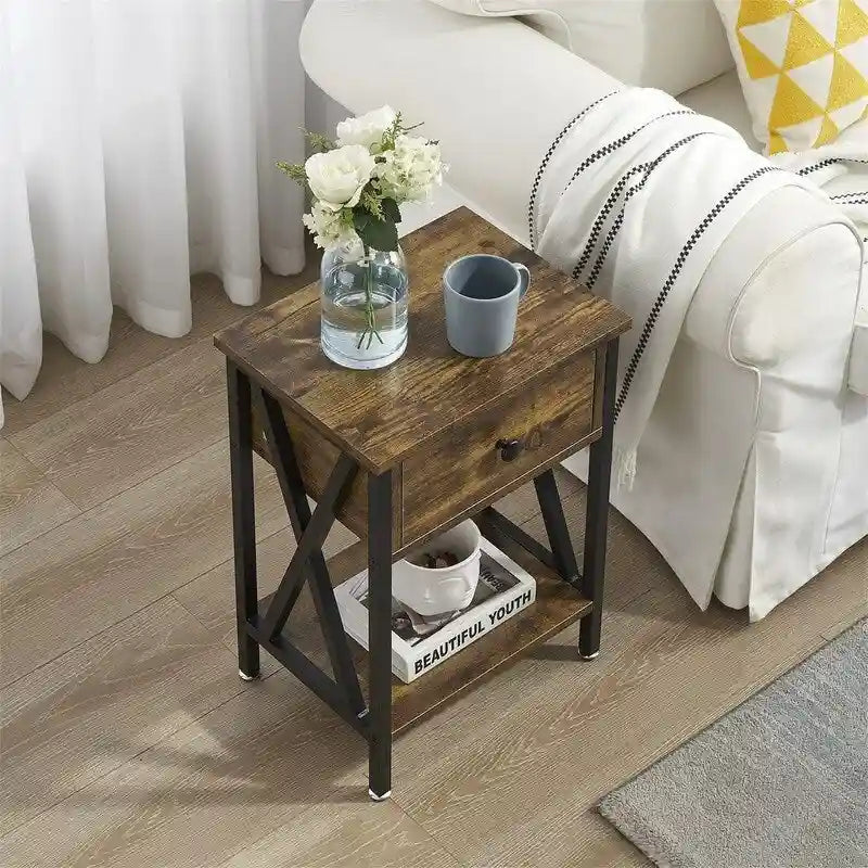 Modern Nightstand with Drawer and Open Shelf