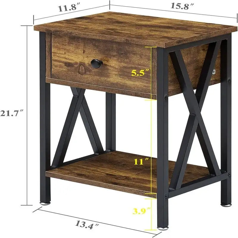 Modern Nightstand with Drawer and Open Shelf