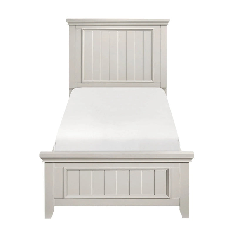 Off White Finish Wooden Panel Bed 1pc