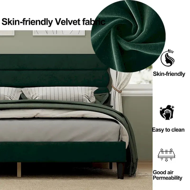 King Bed Frame with Headboard,Sturdy Platform Bed with Wooden Slats Support,No Box Spring,Mattress Foundation,Easy Assembly