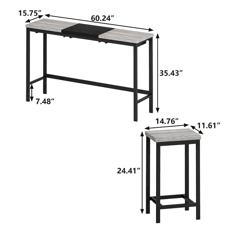 4-Piece Pub Set with Convenient Hanging Stool Design