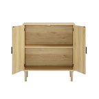 Rustic Storage Cabinet with 2 Rattan Doors