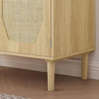 Rustic Storage Cabinet with 2 Rattan Doors