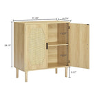Rustic Storage Cabinet with 2 Rattan Doors