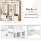 4-IN-1 Multi-functional Hall Tree Entryway Bench with Coat Rack and Shoe Cubbies