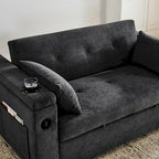 54 Pull-Out Sleeper Sofa Bed, 2 Seat Recliner Sofa Bed with Storage, Lumbar Pillow, USB Power Outlet