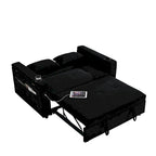 54 Pull-Out Sleeper Sofa Bed, 2 Seat Recliner Sofa Bed with Storage, Lumbar Pillow, USB Power Outlet