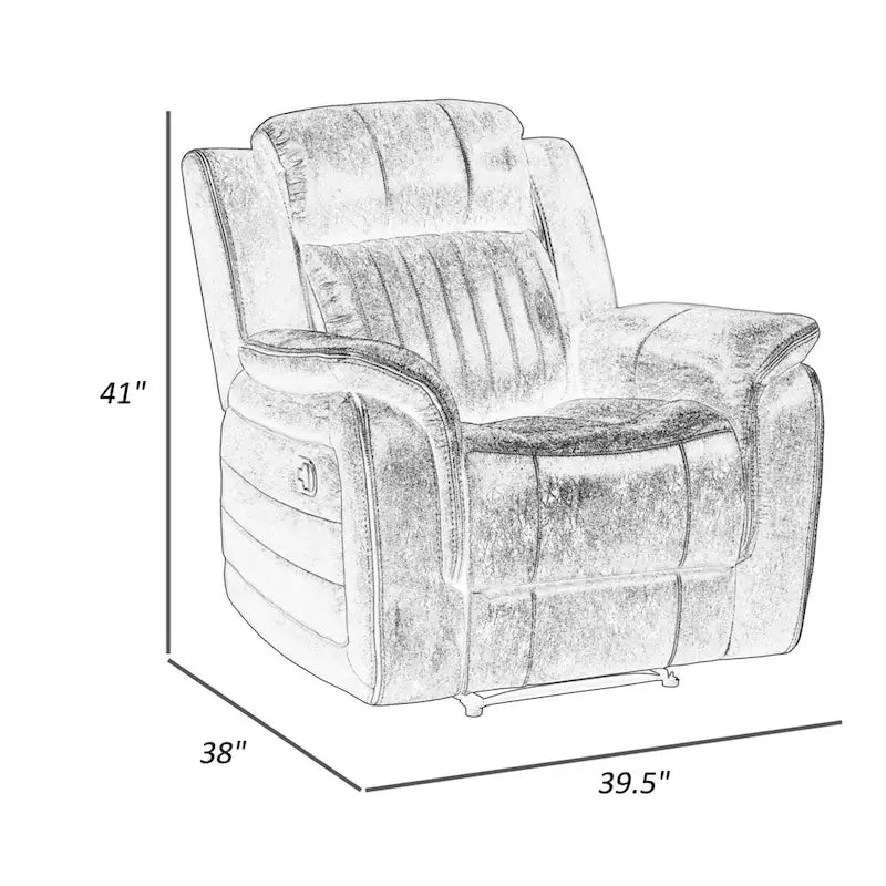 38 Inch Upholstered Manual Recliner Chair