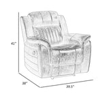 38 Inch Upholstered Manual Recliner Chair