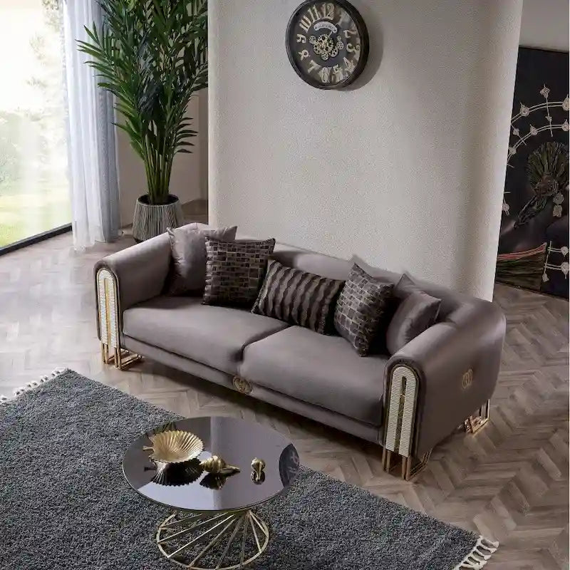 Kamelya 2-Pieces One Sofa One Loveseat Living Room Set, Metal Leg, Pillow Back