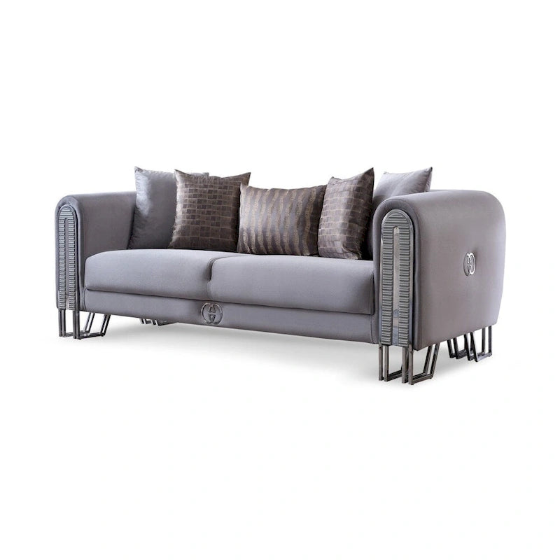 Kamelya 2-Pieces One Sofa One Loveseat Living Room Set, Metal Leg, Pillow Back