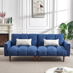 Convertible Futon Sofa Bed, Adjustable Couch Sleeper, Modern Fabric Linen Upholstered Futon Sofa bed with 2 Pillows
