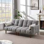 Convertible Futon Sofa Bed, Adjustable Couch Sleeper, Modern Fabric Linen Upholstered Futon Sofa bed with 2 Pillows