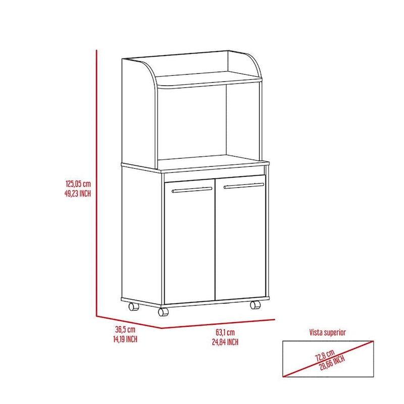 Modern Kitchen Cabinet Microwave Cart with 1 Shelf and 2 Doors